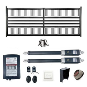 ALEKO 12DBARC1300ACC-AP Automated Steel Dual Swing Driveway Gate and Gate Opener Complete Kit - ETL Listed - Barcelona Style - 12 x 6 Feet