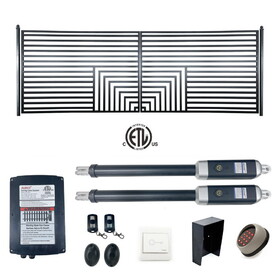 ALEKO 12DFLOR1300ACC-AP Automated Steel Dual Swing Driveway Gate and Gate Opener Complete Kit - ETL Listed - Florence Style - 12 x 6 Feet