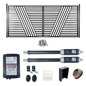 ALEKO 12DSOF1300ACC-AP Automated Steel Dual Swing Driveway Gate and Gate Opener Complete Kit - ETL Listed - Sofia Style - 12 x 6 Feet