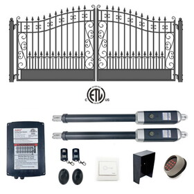 ALEKO 12DVEN1300ACC-AP Automated Steel Dual Swing Driveway Gate and Gate Opener Complete Kit - ETL Listed - Venice Style - 12 x 6 Feet