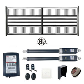 ALEKO 14DBARC1300ACC-AP Automated Steel Dual Swing Driveway Gate and Gate Opener Complete Kit - ETL Listed - Barcelona Style - 14 x 6 Feet