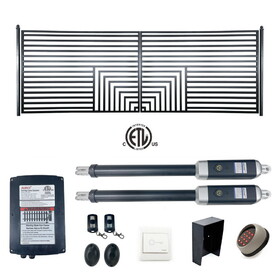 ALEKO 14DFLOR1300ACC-AP Automated Steel Dual Swing Driveway Gate and Gate Opener Complete Kit - ETL Listed - Florence Style - 14 x 6 Feet