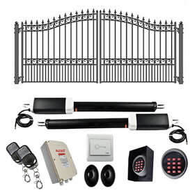 ALEKO 14DLON1300ACC-AP Automated Steel Dual Swing Driveway Gate and Gate Opener Complete Kit - LONDON Style - 14 x 6 Feet - ETL Listed