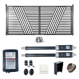 ALEKO 14DSOF1300ACC-AP Automated Steel Dual Swing Driveway Gate and Gate Opener Complete Kit - ETL Listed - Sofia Style - 14 x 6 Feet