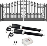 ALEKO 14DVEN1300ACC-AP Automated Steel Dual Swing Driveway Gate and Gate Opener Complete Kit - VENICE Style - 14 x 6 Feet - ETL Listed