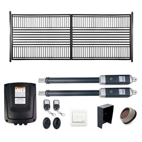ALEKO 16DBARC1700ACC-AP Automated Steel Dual Swing Driveway Gate and Gate Opener Complete Kit - Barcelona Style - 16 x 6 Feet