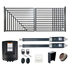 ALEKO 16DKYIV1700ACC-AP Automated Steel Dual Swing Driveway Gate and Gate Opener Complete Kit - Kyiv Style - 16 x 6 Feet