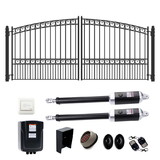 ALEKO 16DPAR1700ACC-AP Automated Steel Dual Swing Driveway Gate and Gate Opener Complete Kit - PARIS Style - 16 x 6 Feet