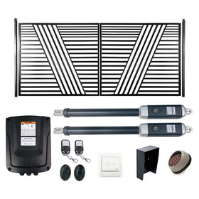 ALEKO 16DSOF1700ACC-AP Automated Steel Dual Swing Driveway Gate and Gate Opener Complete Kit - Sofia Style - 16 x 6 Feet