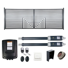 ALEKO 18DFLOR1700ACC-AP Automated Steel Dual Swing Driveway Gate and Gate Opener Complete Kit - Florence Style - 18 x 6 Feet