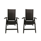ALEKO 2FCH01-AP Folding Adjustable Sling-Back Reclining Garden Chairs with Armrest - Black - Set of 2