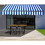 ALEKO AB12X10BWSTR03-AP Retractable Black Frame Patio Awning 12 x 10 Feet - Blue and White Stripes