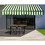 ALEKO AB12X10GWSTR00-AP Retractable Black Frame Patio Awning 12 x 10 Feet - Green and White Stripes