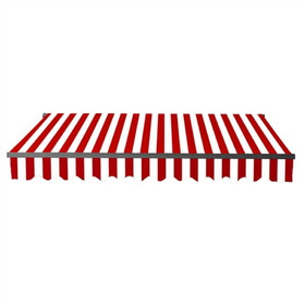 ALEKO ABM16X10REDWH05-AP Motorized Retractable Black Frame Patio Awning 16 x 10 Feet - Red and White Stripes