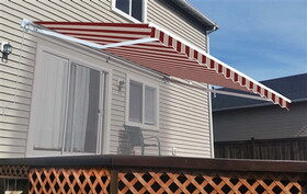 ALEKO AW-MSRED19-AP Retractable Patio Awning - Multi Striped Red