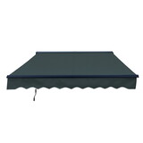 ALEKO AWCL12X10GREEN166-AP 12 x 10 ft. Half Cassette Motorized Retractable LED Luxury Patio Awning - Dark Gray Frame - Forest Green Fabric