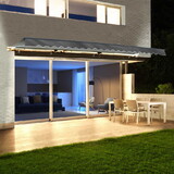 ALEKO AWCL16X10GY80-AP Half Cassette Motorized Retractable LED Luxury Patio Awning - 16 x 10 Feet - Gray