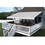 ALEKO AWM10X8GREYWHT-AP Motorized Retractable White Frame Patio Awning - 10 x 8 Feet - Gray and White Striped