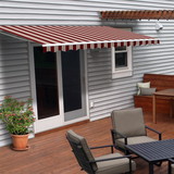 ALEKO AWM16X10MSRED19-AP Motorized Retractable White Frame Patio Awning - 16 x 10 Feet - Multi-Striped Red