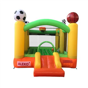 ALEKO BHSPORTS-AP Inflatable Playtime 4-In-1 Bounce House with Basketball Rim, Soccer Arena, Volleyball Net, and Slide