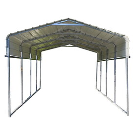 ALEKO CPM12X23GY-AP 12W x 25L x 10H ft. Metal Carport with Corrugated Roof Panels - Gray