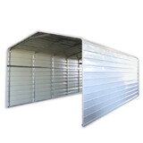 ALEKO CPMS12X26GY-AP 12W x 26L x 10H ft. Metal Carport with Corrugated Roof and Sidewall Panels - Gray