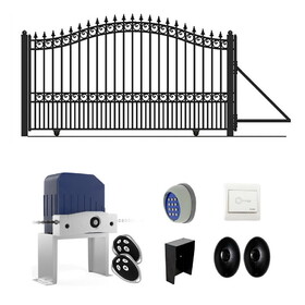 ALEKO DG12LONSSLAC1500-AP Automated Steel Sliding Driveway Gate and Gate Opener Complete Kit - LONDON Style - 12 x 6 Feet