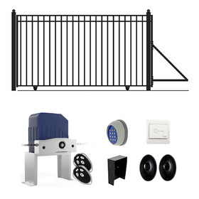 ALEKO DG12MADSSLAC1500-AP Automated Steel Sliding Driveway Gate and Gate Opener Complete Kit - MADRID Style - 12 x 6 Feet