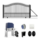 ALEKO DG12PRASSLAC1500-AP Automated Steel Sliding Driveway Gate and Gate Opener Complete Kit - PRAGUE Style - 12 x 6 Feet