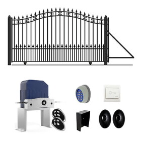 ALEKO DG14STPSSLAC1500-AP Automated Steel Sliding Driveway Gate and Gate Opener Complete Kit - ST. LOUIS Style - 14 x 6 Feet