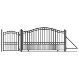 ALEKO DG16PARSSLPED-AP Steel Sliding Driveway Gate - 16 ft with Pedestrian Gate - 5 ft - PARIS Style