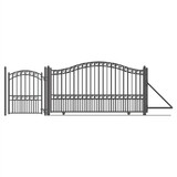 ALEKO DG18PARSSLPED-AP Steel Sliding Driveway Gate - 18 ft with Pedestrian Gate - 5 ft - PARIS Style