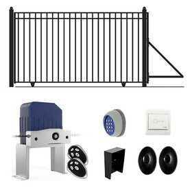 ALEKO DG25MADSSLAC2000-AP Automated Steel Sliding Driveway Gate and Gate Opener Complete Kit - MADRID Style - 25 x 6 Feet