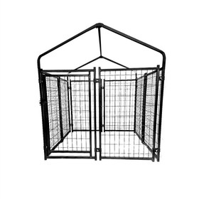 ALEKO DK4X4X4RF-ap Expandable Heavy Duty Dog Kennel and Playpen Kit with Roof and Rain Cover - 4 x 4 x 4.5 Feet - Black