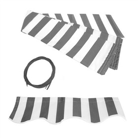ALEKO FAB10X8GREYWHT-AP Retractable Awning Fabric Replacement - 10x8 Feet - Grey and White Striped