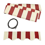ALEKO FAB10X8MSTRED19-AP Retractable Awning Fabric Replacement - 10x8 Feet - Multi Striped Red