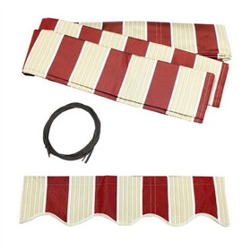ALEKO FAB20X10MSTRED19-AP Retractable Awning Fabric Replacement - 20x10 Feet - Multi Striped Red