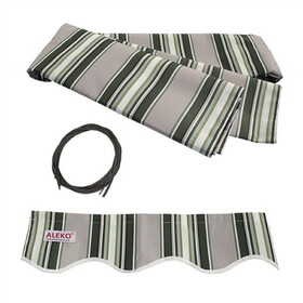 ALEKO FAB6.5X5MSTRGR58-AP Retractable Awning Fabric Replacement - 6.5 x 5 Feet - Multi-Stripe Green