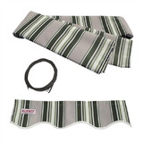 ALEKO FAB8X6.5MSTRGR58-AP Retractable Awning Fabric Replacement - 8 x 6.5 Feet - Multi-Stripe Green