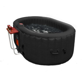ALEKO HTIO2BKBK-AP Oval Inflatable Hot Tub Spa With Drink Tray and Cover - 2 Person - 145 Gallon - Black