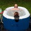 ALEKO HTIO2BLD-AP Oval Inflatable Jetted Hot Tub with Drink Tray and Cover - 2 Person - 145 Gallon - Dark Blue