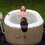 ALEKO HTIO2BRWH-AP Oval Inflatable Jetted Hot Tub with Drink Tray and Cover - 2 Person - 145 Gallon - Brown and White