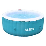 ALEKO HTIR4GRW-AP Round Inflatable Jetted Hot Tub with Cover - 4 Person - 210 Gallon - Light Blue and White