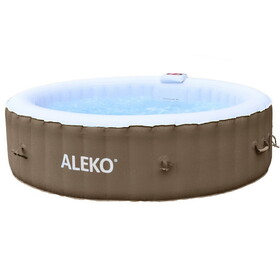 ALEKO HTIR6BRW-AP Round Inflatable Jetted Hot Tub with Cover - 6 Person - 265 Gallon - Brown and White