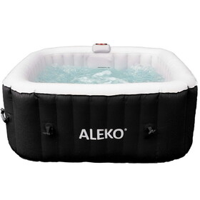 ALEKO HTISQ4BKWH-AP Square Inflatable Jetted Hot Tub with Cover - 4 Person - 160 Gallon - Black and White