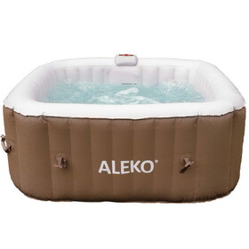 ALEKO HTISQ4BR-AP Square Inflatable Jetted Hot Tub with Cover - 4 Person - 160 Gallon - Brown