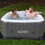 ALEKO HTISQ4WHGY-AP Square Inflatable Jetted Hot Tub with Cover - 4 Person - 160 Gallon - Gray