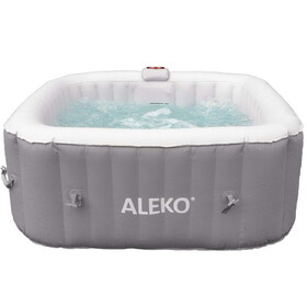 ALEKO HTISQ4WHGY-AP Square Inflatable Jetted Hot Tub with Cover - 4 Person - 160 Gallon - Gray