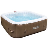 ALEKO HTISQ6BRWH-AP Square Inflatable Jetted Hot Tub with Cover - 6 Person - 250 Gallon - Brown and White