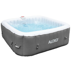 ALEKO HTISQ6GY-AP Square Inflatable Jetted Hot Tub with Cover - 6 Person - 265 Gallon - Gray